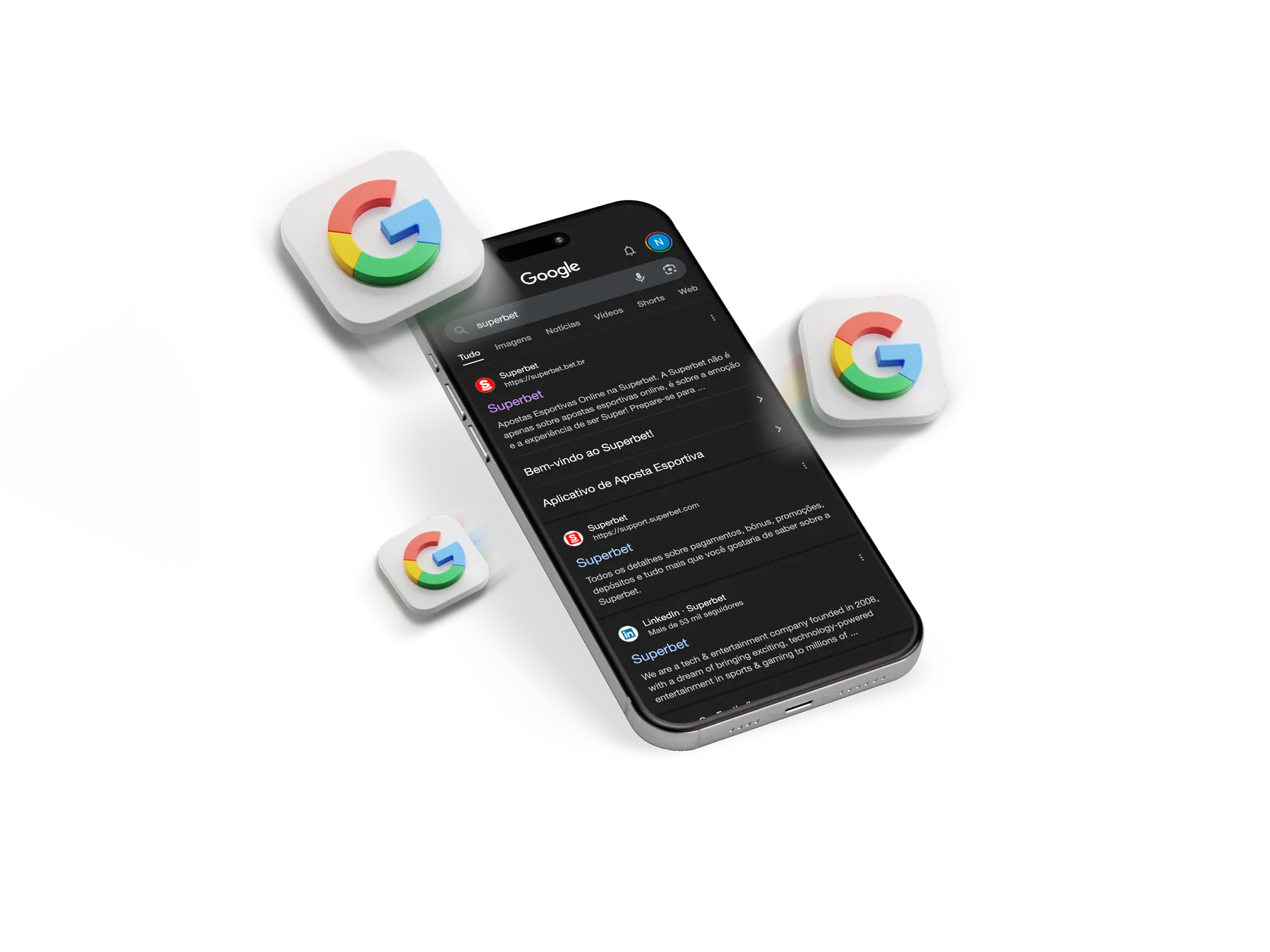 A phone displaying Google search results for a sportsbook, beside the Google logo